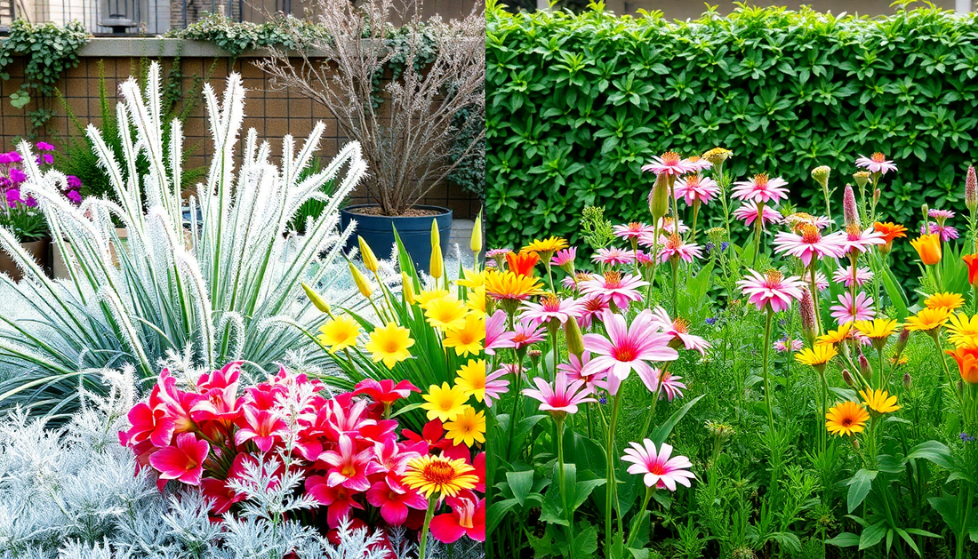 Vibrant garden featuring flowers and plants thriving in peat free compost, showcasing when can you use peat free compost